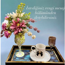 Sedosh Home Vision Çok Renkli Yapay Çiçek Aranjmanı Eskitme Boyalı Kadeh Sunumlukta Dekoratif