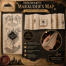 İki Yedi Konsept Harry Potter Çapulcu Haritası Akordeon Katlamalı Özel Tasarım Hogwarts Marauder's Map Hediyelik