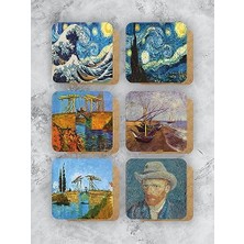 Temalı Ahşap Bardak Altlığı Ahşap Baskılı Altlık 6'lı Set (9 X9CM) KARBONNM14