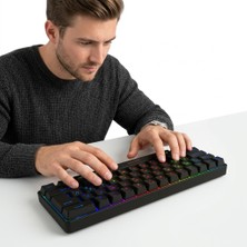 OEM G61 Mini RGB 61 Tuşlu Ergonomik Mekanik Mini Kablolu Oyuncu Klavyesi %60 USB Arabirimli Blue Switch - MYZUMAX Özel Seri