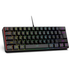 OEM G61 Mini RGB 61 Tuşlu Ergonomik Mekanik Mini Kablolu Oyuncu Klavyesi %60 USB Arabirimli Blue Switch - MYZUMAX Özel Seri