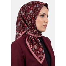 Hadiora Kadın Bordo Çiçekli Organik Pamuk Soft Eşarp