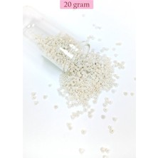 Asil Acar Home Dökme Cam Kum Boncuk (11/0) 2 mm - 20 Gram -  Parlak Beyaz - BNC030
