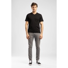 Lee Cooper Jonat Erkek Regular Fit %100 Pamuk Basic V Yaka T-Shirt Siyah