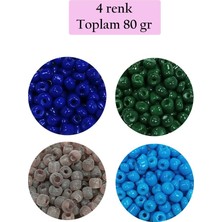 Asil Acar Home Dökme Cam Kum Boncuk Büyük Boy (6/0) 4 mm - 4 Renk - Toplam 80 Gram - BNC415