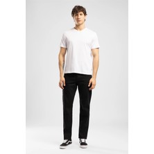 Lee Cooper Jonat Erkek Regular Fit %100 Pamuk Basic V Yaka T-Shirt Beyaz