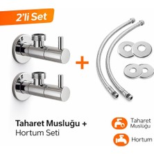 Viosa Çubuk Kollu Klozet Flex Bağlantı Takımı 2 Adet 50 cm Flex Hortum 2 Adet Klozet Taharet Musluğu Ayna Dahil