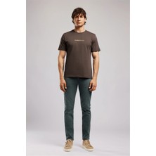 Lee Cooper Elvıs Erkek Regular Fit %100 Pamuk Baskılı Bisiklet Yaka T-Shirt Kahverengi