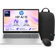 Hp Aı 15 Intel Core Ultra 5 225U 40GB 512GB SSD Freedos 15.6" Taşınabilir Bilgisayar SMD51E0EA + Çanta Mouse