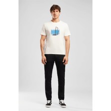 Lee Cooper Rıver Erkek Regular Fit %100 Pamuk Baskılı Bisiklet Yaka T-Shirt Beyaz