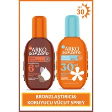 Arko Suncare Spf6 Bronzlaştırıcı Yağ 220ML & SPF30 Yüksek Korumalı Vücut Güneş Spreyi 200ML Yaz Seti