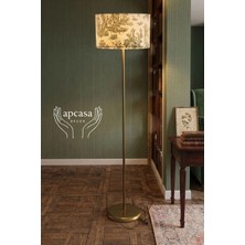 Apcasa Decor Metal Eskitme Gold Ayak Toile De Jouy Vintage Lambader Yeşil Başlık