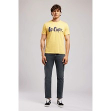 Lee Cooper Londonlogo Erkek Regular Fit %100 Pamuk Baskılı Bisiklet Yaka T-Shirt Sarı