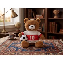 Tigoes Taraftar Peluş Ayı Oyuncak - Futbol Toplu Sporcu Peluş Ayıcık, Kırmızı Beyaz Formalı Hediye