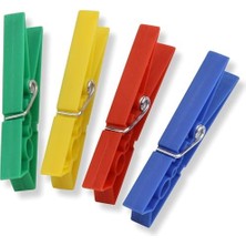 24 Adet Çamaşır Mandalı – Yaylı Plastik Mandal Seti, Dayanıklı ve Renkli Mandal, Çamaşır Asma ve Kurutma Için Pratik Set