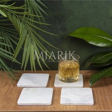 Miarik Design Mermer Bardak Altlığı 4'lü Kare Beyaz Renk