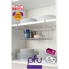 PFU Pratik Faydalı Ürünler Askılı Sepet Raf Düzenleyici | Çelik Dolap Içi Raf Düzenleyici Askılı Sepet | Raf Altı Sepet - 35 x 25 cm