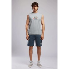 Lee Cooper Arlo Erkek Regular Fit %100 Pamuk Baskılı Şort Mavi