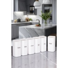 Nyl Home 6'lıbeyaz 300 ml Akrilik Vakumlu Kapaklı Baharatlık 24 Adet Etiket Hediyeli