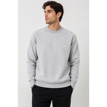 Lacoste Unisex Sweatshirt Bisiklet Yaka Pamuklu Sweatshirt Gri