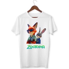 Alpşan Ticaret Zootopia Tişört Erkek Kız Çocuk Beyaz Tişört Zootopia Baskılı Tişört