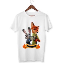 Alpşan Ticaret Isme Özel Zootopia Tişört Erkek Kız Çocuk Beyaz Tişört Zootopia Baskılı Tişört
