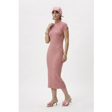 Neden Tekstil Modern Fit Sıfır Kol Yarım Balıkçı Yaka Triko Elbise