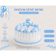 Parti Dükkanı Mavi 5 Rakam Pasta Mumu 12 cm Doğum Günü Sayı Mumu