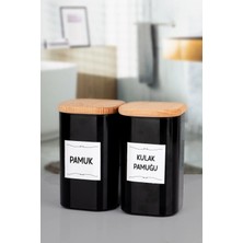 Nyl Home 2li Siyah Kulak Pamuğu ve Pamuk Kavanozu Akrilik