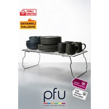PFU Pratik Faydalı Ürünler Çelik Dolap Içi Raf Düzenleyici | Fırın Içi Raf Düzenleyici | Katlanır Raf Düzenleyici - 48 x 21 cm