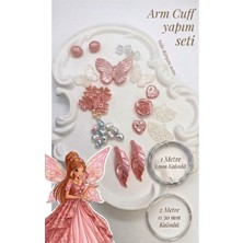 Hobi Dünyası Evim Armcuff Yapım Seti Winx Serisi Inci Detaylı Arm Cuff 30 Adet Boncuk 2 mm ve 0.30 mm Gümüş Tel Kol Bilekliği - Pembe Pudra