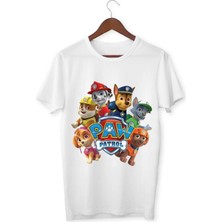 Alpşan Ticaret Paw Patrol Baskılı Çocuk Tişörtü Beyaz Kısa Kollu Pamuklu T-Shirt