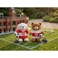 Tigoes Taraftar Peluş Oyuncak Seti - Kırmızı Beyaz Sporcu Formalı 10 Numara Peluş Ayı ve Tavşan Ikilisi Hediye