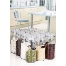 Nyl Home 12'li Kristal Vakumlu Kapaklı 500 ml Boru Cam Kavanoz Jumbo  Baharatlık 85 Adet Etiket Hediyeli