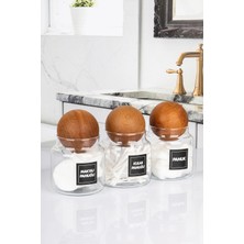 Nyl Home 3'lü Kulak Pamuğu ve Pamuk Kavanozu Top Kapaklı 500 ml