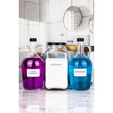 Nyl Home 3'lü Banyo Seti Deterjan Kavanozu 3000ML, Yumuşatıcı Şişesi 1,5 Lt, Sıvı Deterjan Şişesi 1,5 Lt Cam