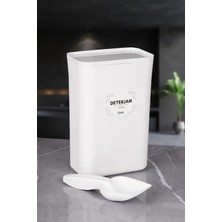 Nyl Home Ölçekli Beyaz Vakum Kapak Akrilik Toz Deterjan Saklama ve Düzenleyici Kutu 3 Lt