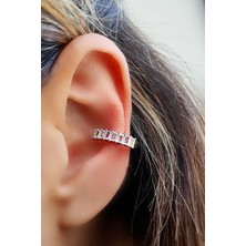 Ose Shop Baget Zirkon Taşlı 925AYAR Gümüş Sıkıştırmalı Kıkırdak Küpesi