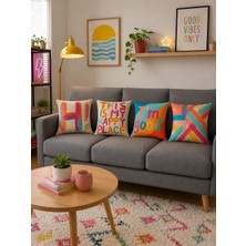 Pikko Home Urban Smıle 4'lü Dijital Baskı Polyester Kırlent Kılıfı Seti(Kr)