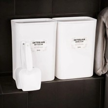 Nyl Home 2'li Beyazlar Renkliler Etiketli Kapaklı Deterjan Kutusu Saklama Kabı 3 Litre Ölçek Hediyeli