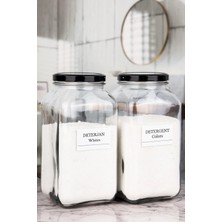 Nyl Home Dekoratif 2'li Detergent Whites - Colors Kavanozu Cam 3000 ml Gold Metal Kapaklı (Ing)
