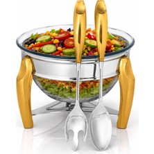 Güren 101000195 Salata Servis Seti 3 Lt Silver-Gold
