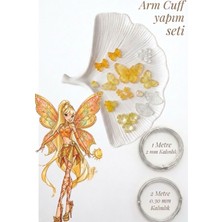 Hobi Dünyası Evim Armcuff Yapım Seti Winx Serisi Inci Detaylı Arm Cuff 25 Adet Boncuk 2 mm ve 0.30 mm Gümüş Tel Kol Bilekliği - Sarı