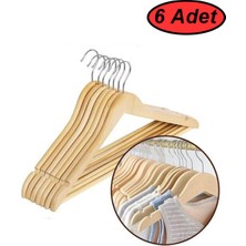 Lemmoni 6 Adet Ahşap Askı Elbise Askısı Pantolon Askısı Gömlek Askısı