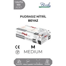 CoreMed Nitril Beyaz Muayene Eldiveni M - 1 Paket 100 Lü