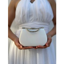 She Poly Kadın Saten Sedef  Abiye Clutch Portföy Zincir Askılı El Düğün Nişan Gece Omuz Çantası