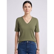 Neden Tekstil Kadın V Yaka Kısa Kollu Basic T-Shirt