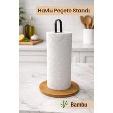 Nyl Home Metal & Bambu Kağıt Havluluk - Mutfak Düzenleyici Kağıt Havlu Standı - Tezgah Üstü Havlu Tutucu