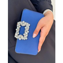 She Poly Kadın Lacivert Saten Kapaklı Aksesuar Detaylı Zincirli Abiye Omuz Çanta