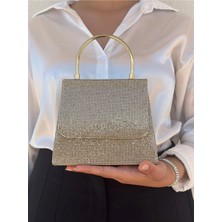 She Poly Kadın Altın Abiye Clutch Portföy El Düğün Nişan Gece Çantası